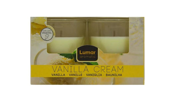 LUMAR AROMATIC VANILA CREAM GLASS CANDLE JAR 2/PK. PS109100