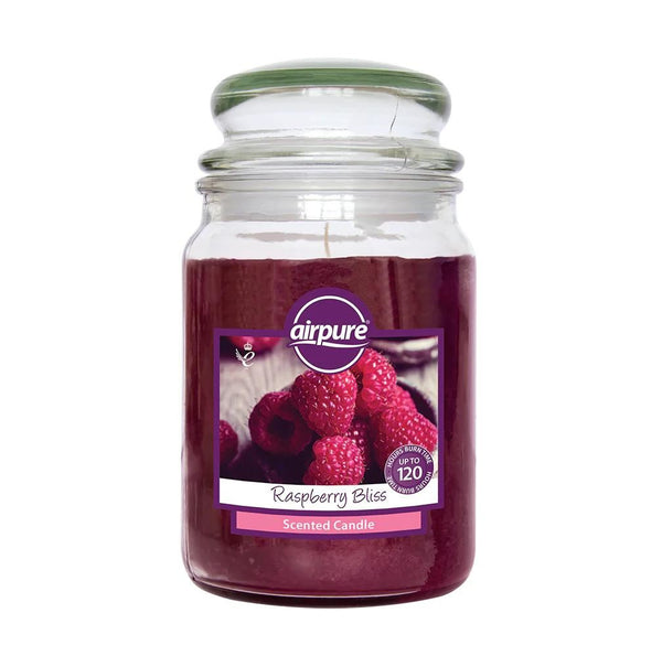 AIRPURE RASPBERRY BLISS SCENTED JAR CANDLE 510G UP TO 120HRS. 18OZ302