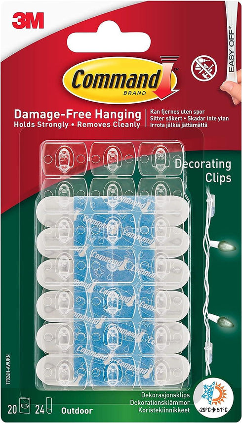 20 COMMAND OUTDOOR DECORATIONG CLIPS CLEAR. 17026H 852792