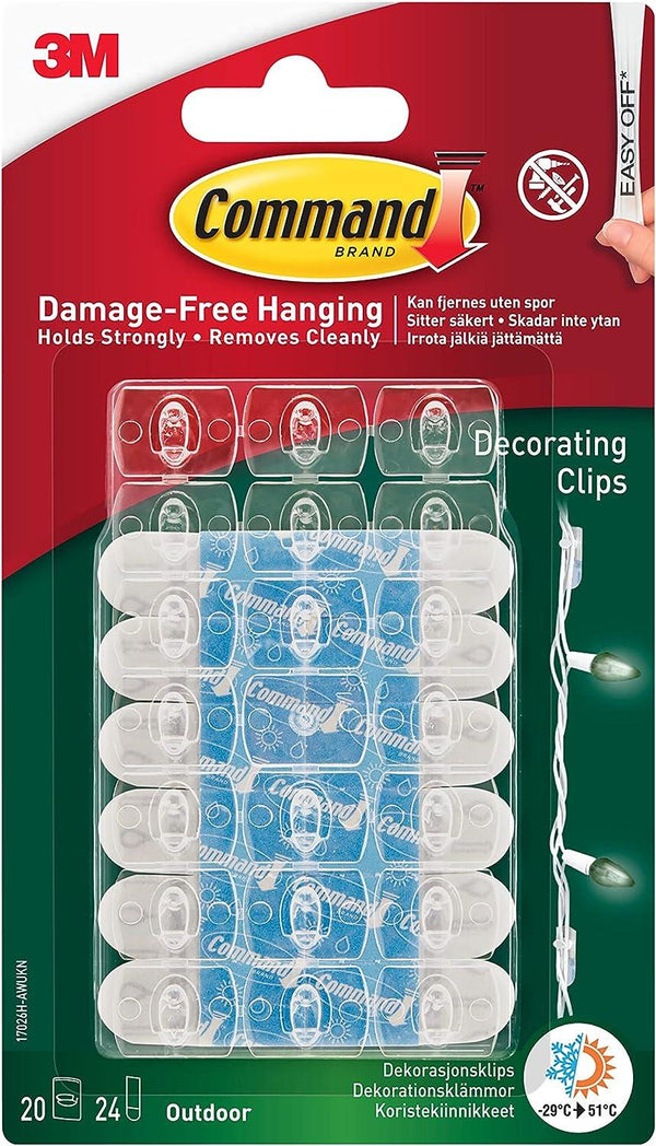 20 COMMAND OUTDOOR DECORATIONG CLIPS CLEAR. 17026H 852792