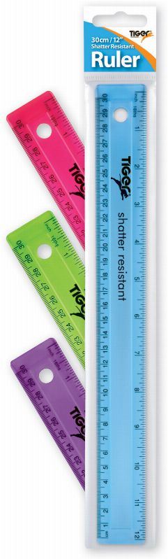 Shatterproof Ruler 30cm - Durable Assorted Colours | TIGER T302332