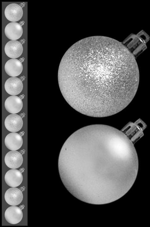 12 MINI BAUBLES MAT GLITTER SILVER 30MM. DP54008