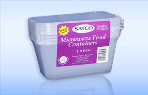 SATCO MICROWAVE PLASTIC CONTAINERS WITH LIDS 1000ML 4/PK. SATCO038