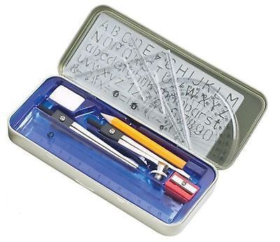 Geometry Compass Set - 10PCS Maths Kit in Tin Case 6822