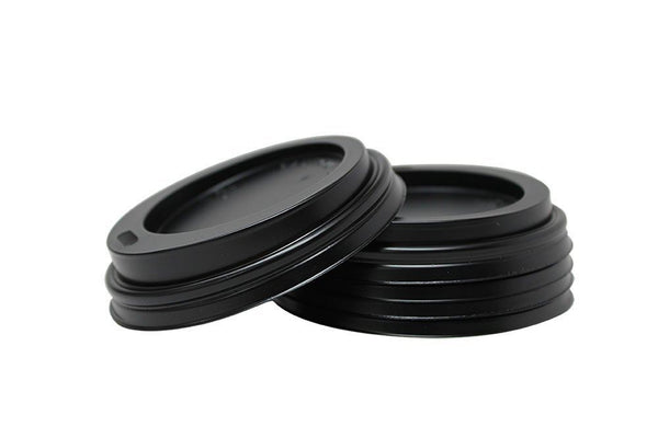 Domed Lid 8oz Cups - Black Sip Through Lids 100/Pack