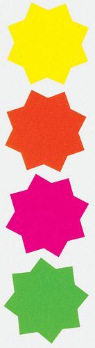 Fluorescent Star Stickers - Bright 102mm Shapes C343