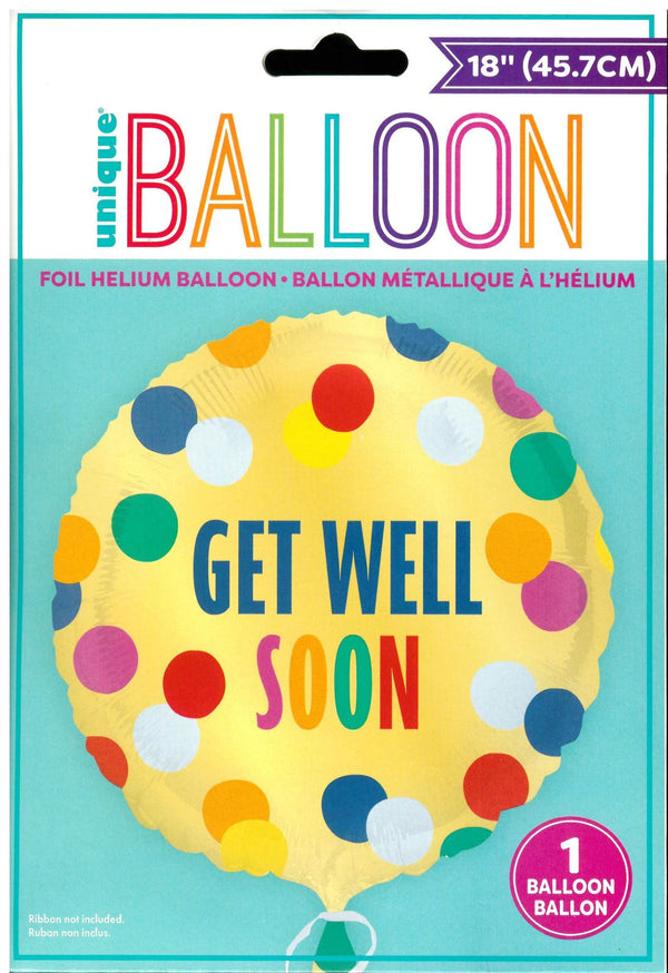 Get Well Soon Balloon - Unique 18" Round Foil - UNI82120