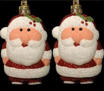 2 CHRISTMAS HANGING GLITTER SANTA BAUBLES. 53679