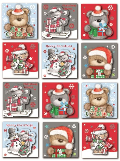 CUTE BEAR HANDCRAFTED SELF ADHESIVE CHRISTMAS GIFT TAGS 24/PK. X13836