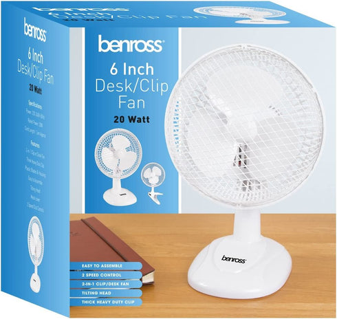 BENROSS 2 IN 1 DESK / CLIP FAN 6" / 15CM 20W. BML41240