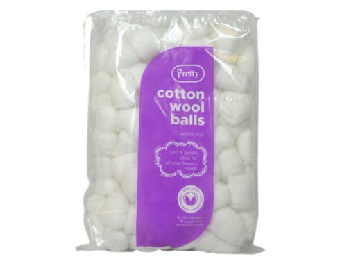 100 PRETTY WHITE COTTON WOOL BALLS. 53145-010D