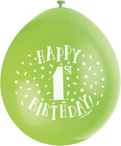 1st Birthday Balloons - UNIQUE PARTY Happy Latex Pack | UNI56033