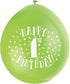 1st Birthday Balloons - UNIQUE PARTY Happy Latex Pack | UNI56033