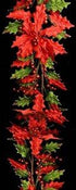 LUXURY VELVET POINSETTIA GARLAND 180CM. 54501