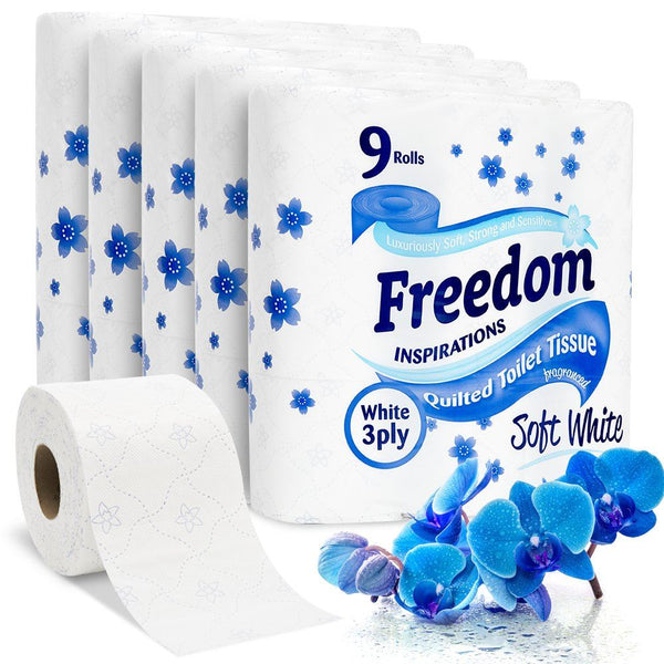 FREEDOM 3 PLY TOILET ROLLS WHITE PACK OF 5 X 9 ROLLS. F0905T3NNON02 FRT39