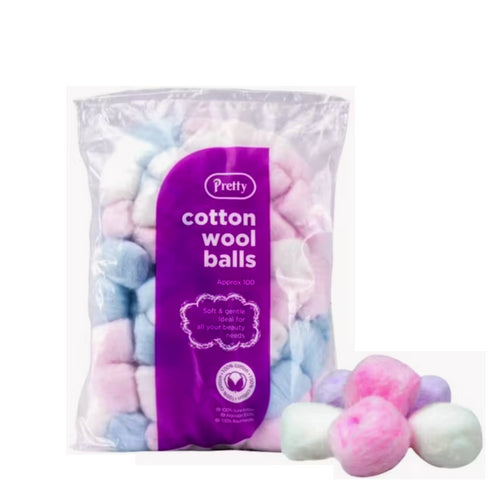 100 PRETTY COLOUR COTTON WOOL BALLS. 53114-010D