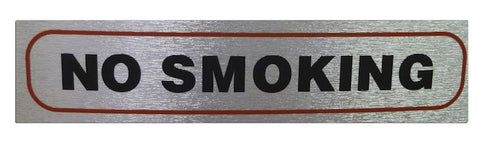 No Smoking Sign - High Brushed Metallic Self Adhesive 17x4cm