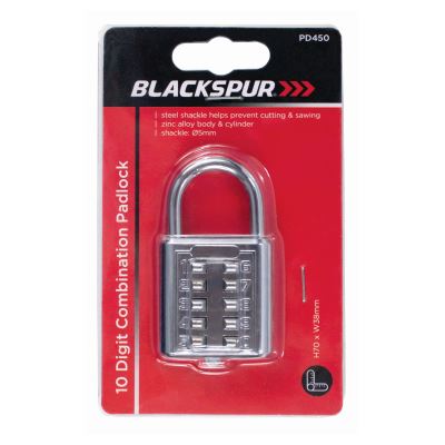 Steel Combination Padlock - BLACKSPUR 10 Digit BB-PD450