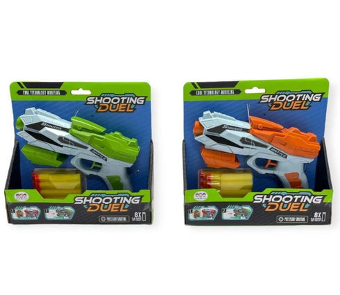 SHOOTING DUEL SOFT DART GUN WITH SOFT BULLET. HU9395