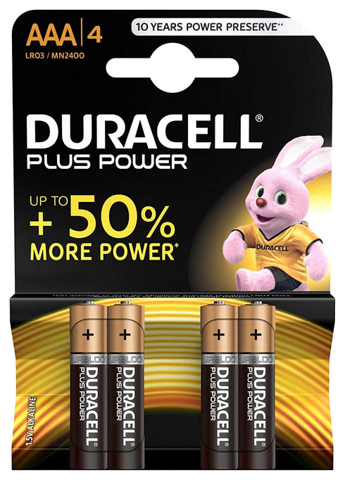 Duracell AAA Batteries - 4 Pack MN2400PLUS High Performance