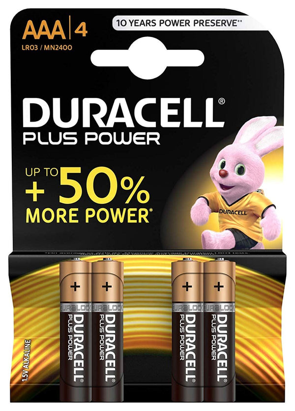 Duracell AAA Batteries - 4 Pack MN2400PLUS High Performance