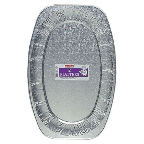 Silver Foil Platter Large 22-inch - Elegant Serving Pack of 2