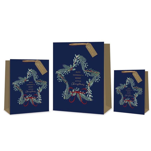 TALLON CHRISTMAS WREATH MEDIUM GIFT BAGS 23 X 18CM. TAX9426A