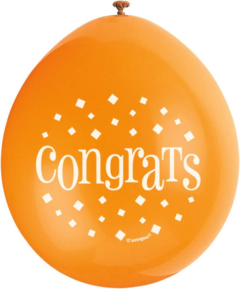 Congratulations Balloons - Multicolour Latex 10 Pack | UNI56061