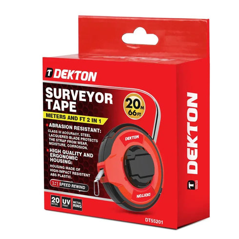 DEKTON 2 IN 1 SURVEYOR TAPE 20MTR. DT55201