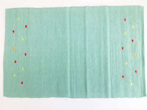 AQUA RIBBED COTTON TABLE PLACEMATS MAT WITH CANDY SPOT. SW1660