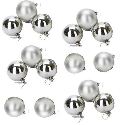 PACK OF 16 SILVER MAT SHINE CHRISTMAS BAUBLES. 152087