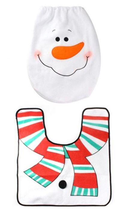 CHRISTMAS DECORATION SNOWMAN TOILET SEAT COVER 2PCS SET. DGI1311