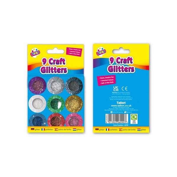 ARTBOX 9 PCS METTALIC COLOUR GLITTER POTS. TA6090