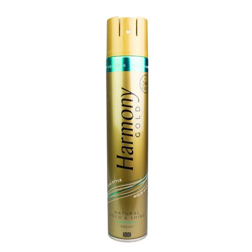 HARMONY GOLD NATURAL HOLD & SHINE HAIRSPRAY 400ML 6/PK. 033403