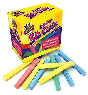 Coloured Chalk Sticks - 50 White Multi Colour Pack TA3201