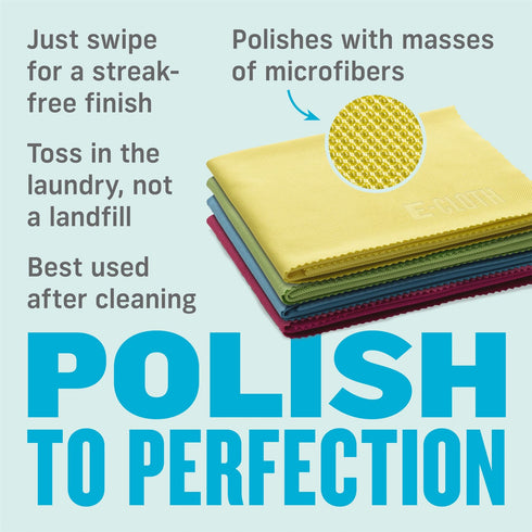 Glass Polishing Cloths 4-Pack - E-CLOTH 4GLPC for Streak-Free Shine