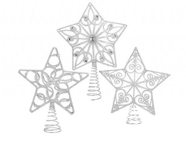 SNOW WHITE SILVER LUXURY GLITTER TREE TOPPER 29CM. PI512020S