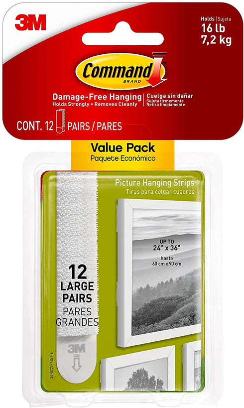 COMMAND PICTURE & FRAME HANGING STRIPS VALUE 12 PACK LARGE. 17206-12UKN 357577