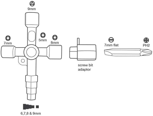 Utility Key - AMTECH UNIVERSAL 4 WAY UTILITY KEY AMS4602