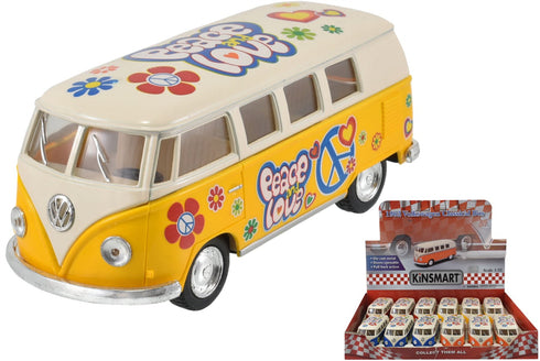 VW CAMPERVAN PEACE LOVE 1:32 SCALE DIECAST TOY CAR. TY4226