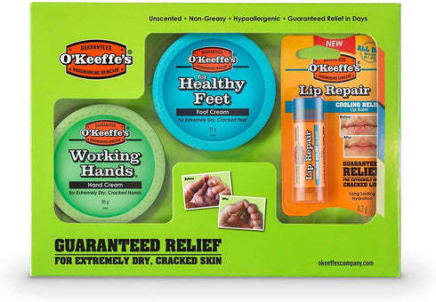 O'Keeffe's Gift Pack - Working Hands, Healthy Feet & Lip Repair