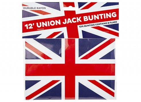 UNION JACK RAYON BUNTING 12FT WITH 8 FLAGS. PI032006