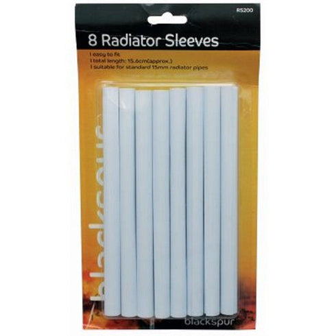 Radiator Pipe Covers - BLACKSPUR 15MM White Sleeves Pack of 8