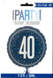 40th Birthday Balloon - Unique Glitz Blue Round Foil 18"