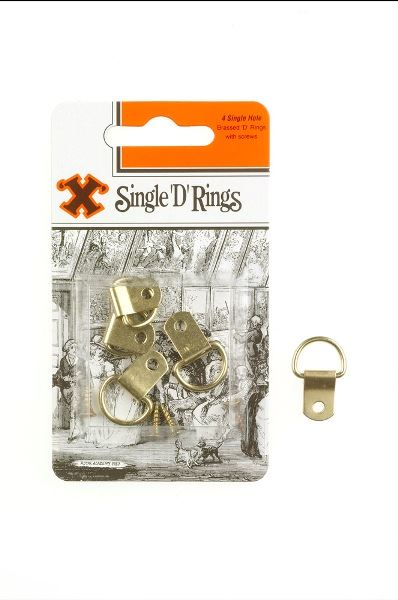 Brass D Rings - SHAW X Brass Plated Single Hole with Screws 4/PK