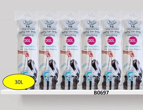 Fragranced Bin Liners - TIDYZ Fresh Linen 30L 15-Pack B0697