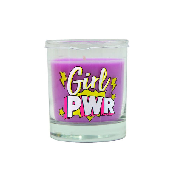 LUMAR AROMATIC RASPBERRY & VIOLET SCENTED GIRL PWR GLASS CANDLE JAR. PS109335