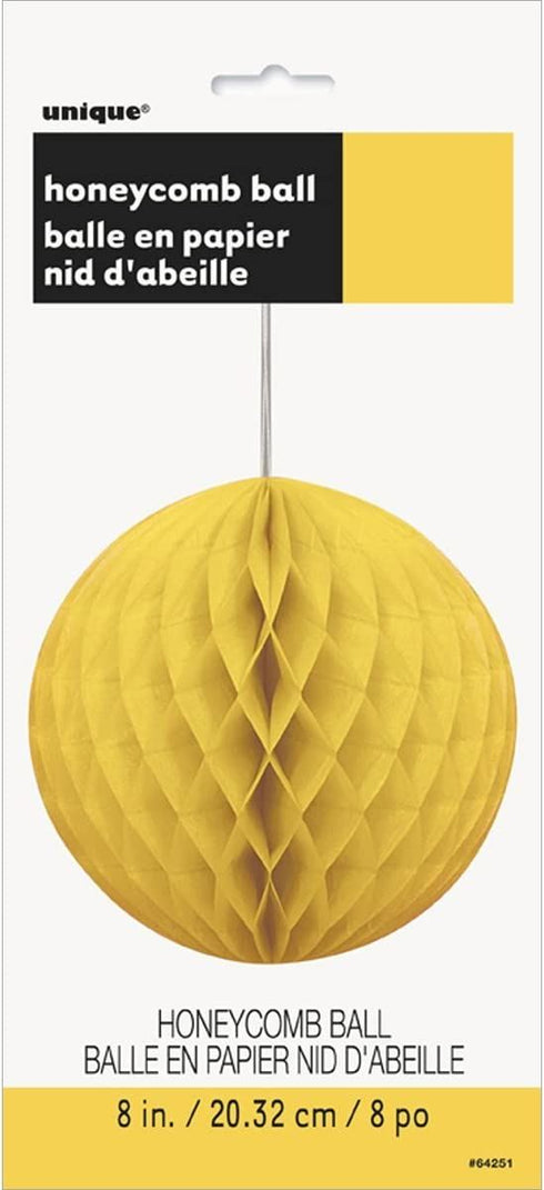 Yellow Honeycomb Pom Pom 8 Inch - Brighten Your Parties | UNI64251