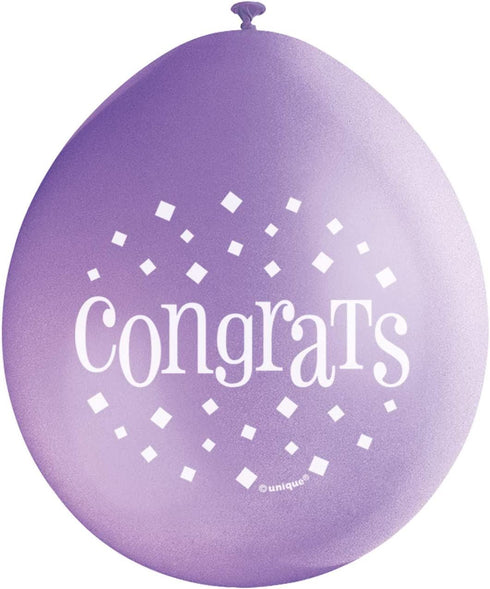 Congratulations Balloons - Multicolour Latex 10 Pack | UNI56061
