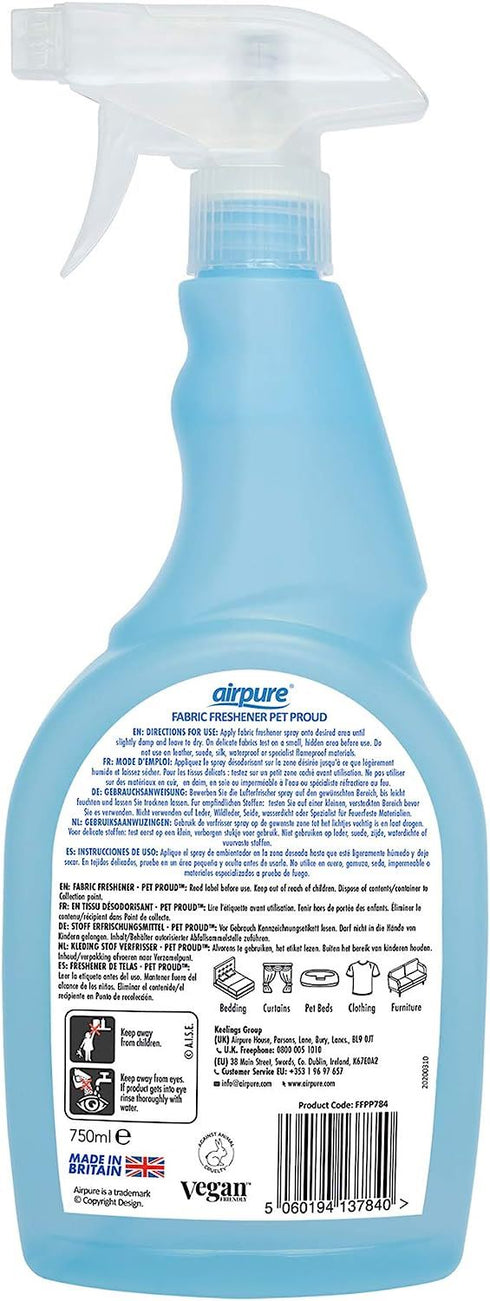 Pet Odor Eliminator - AIRPURE PET PROUD Fabric Freshener 750ML